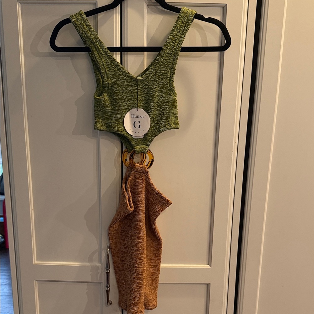 Hunza G Olive and Camel Mini Dress